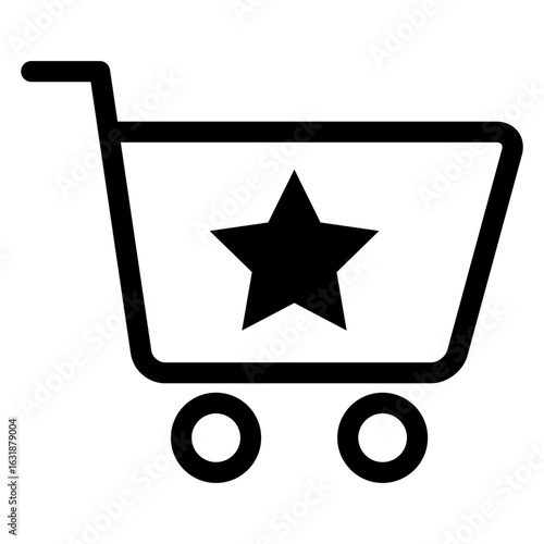 Icono carrito de la compra con estrella con líneas