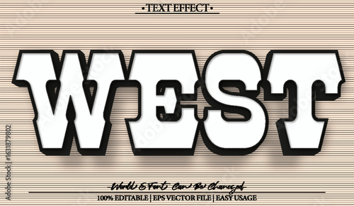 West Vector Text Effect Editable Alphabet Western Cowboy Texas Gangster