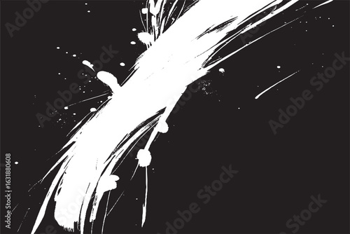 Bold Black and White Paint Splash Art | Modern Abstract Ink Stroke Grunge Texture Background