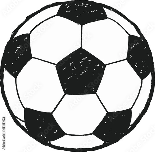 Hand-drawn Black and White Soccer Ball
