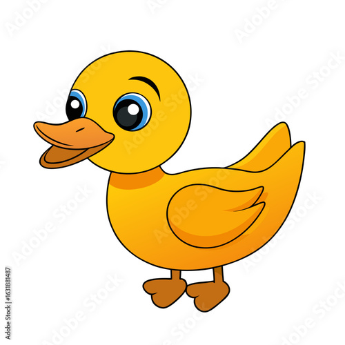 Cute Yellow Duck Vector Icon