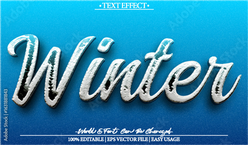 Winter Vector Text Effect Editable Alphabet Frozen Cold Ice Blue Snow