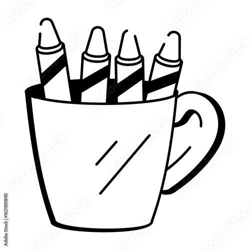 A drawing style icon showing crayons