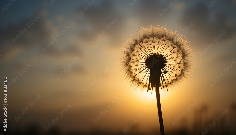Fototapeta premium Dandelion Silhouette at Sunset – Meditative Summer Zen Background