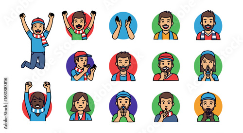 A collection of male facial expressions depicting negative emotions such as anger, fear, anxiety, and stress. Vector illustration set.