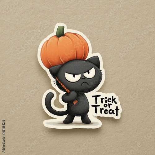 Grumpy Cat with Pumpkin for Halloween