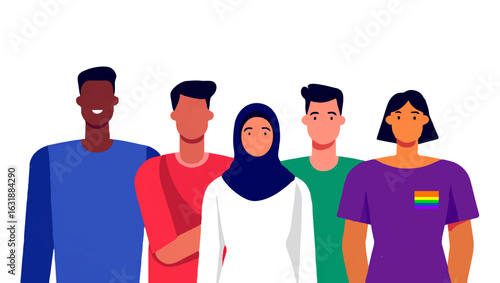 Diverse Group Standing Together in Unity


