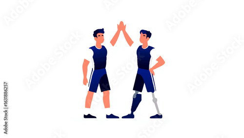 Teammates give high five after sports competition

