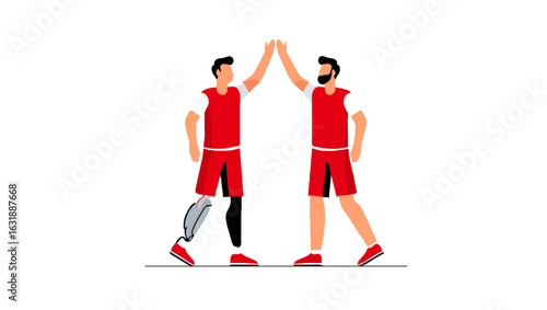 Teammates give high five after sports competition

