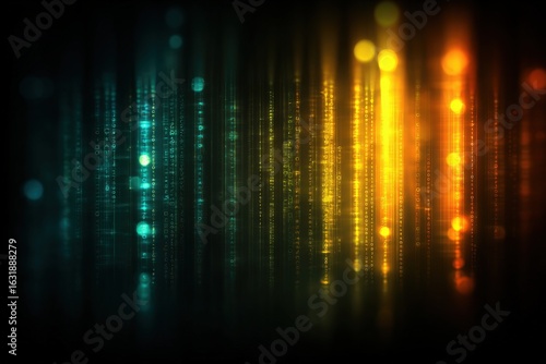 Wallpaper Mural Abstract Digital Light Streaks Background: Modern Technological Display with Blue and Yellow Vibrant Colors Torontodigital.ca