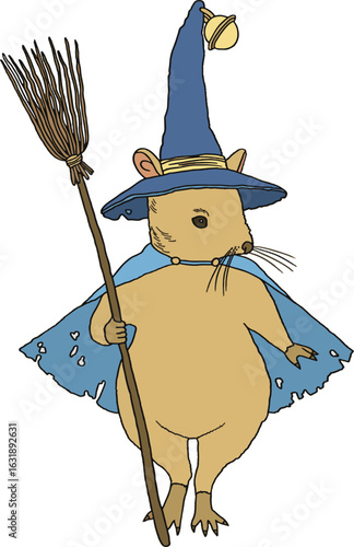 witch mouse vector illustration