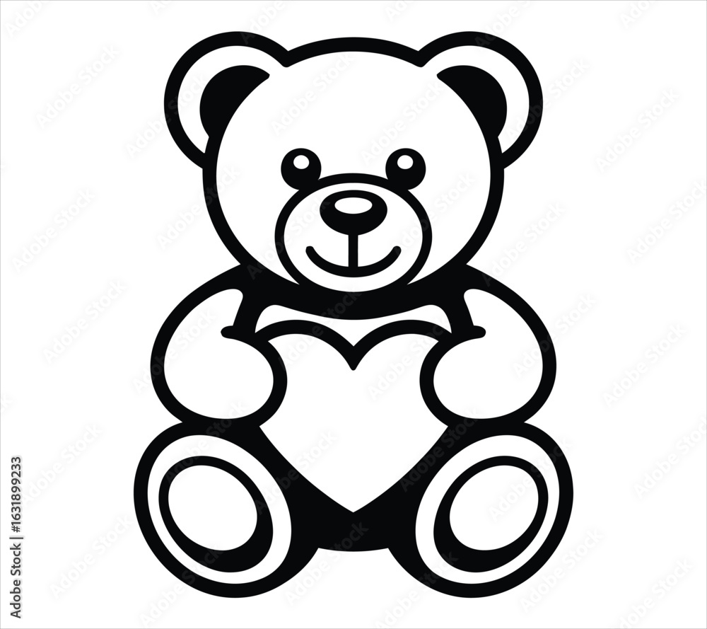 Obraz premium Teddy Bear Hugging Heart Logo Vector