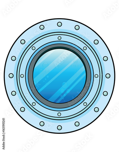 Underwater View Through Submarine Porthole
