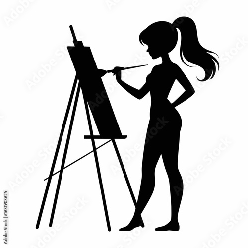 Artist Silhouette Painting on Easel