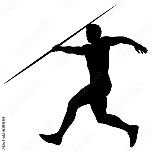 Dynamic Javelin Throwing Silhouette Illustration