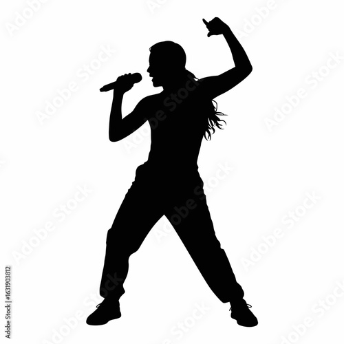 Dynamic silhouette of a female singer