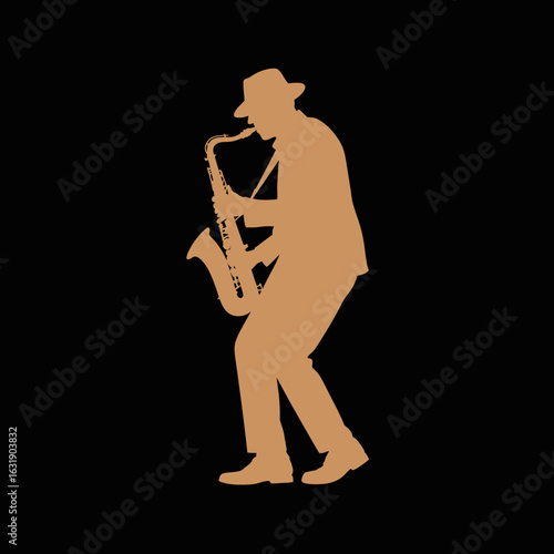 Jazz Musician Playing Saxophone Silhouette