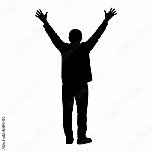 Silhouette of a Person Celebrating with Arms Raised