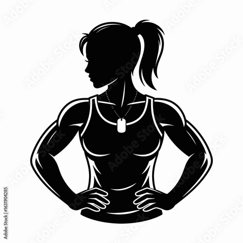 Strong Female Silhouette in Athletic Pose