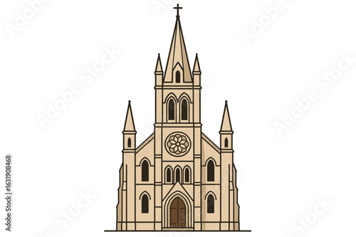 Vector Illustration of Gothic Cathedral Architecture