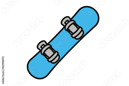 Vector Illustration of Blue Snowboard with Bindings