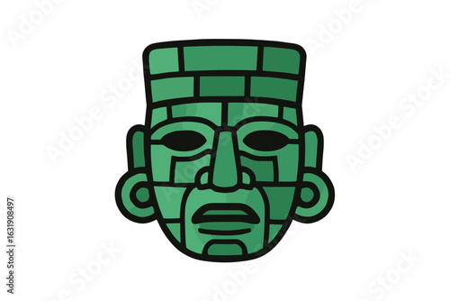 Aztec jade mask vector icon