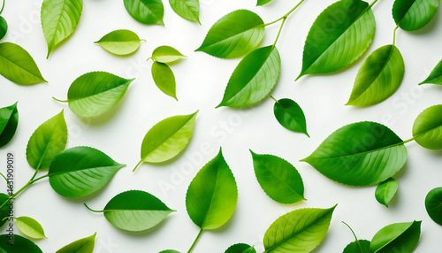 Green leaves background, Green leaves on white isolated background
