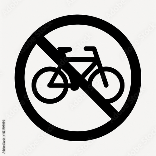 No bicycle icon. Bicycle prohibition sign. Editable stroke. Vector