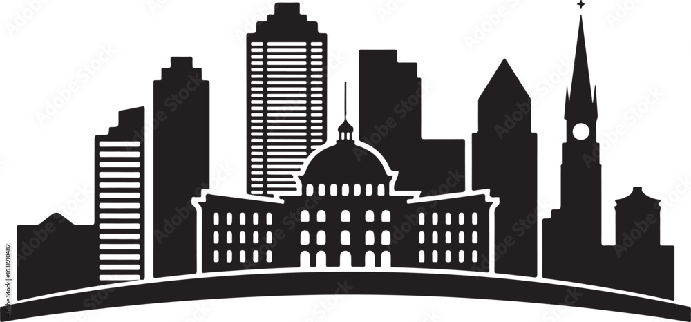 Obraz premium City Skyline Silhouette with Iconic Buildings Vector Illustration for Urban Design and Architecture Projects