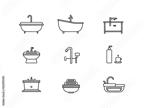 Bathtub & Washroom Fixture Icons