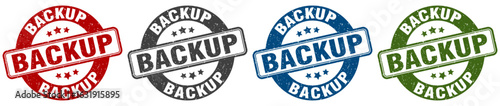 backup stamp. backup round stamp set isolated on white background