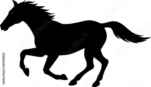Dynamic Black Silhouette of a Running Horse: Elegant, Powerful, and Free.