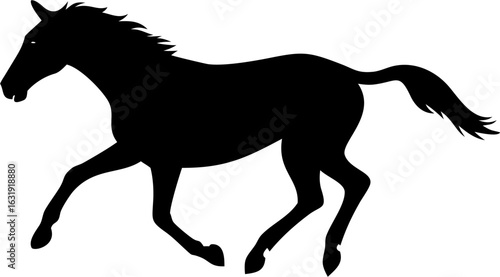 Dynamic Black Silhouette of a Running Horse: Elegant, Powerful, and Free.