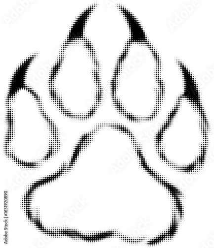 Black dotted animal paw print, digital art concept