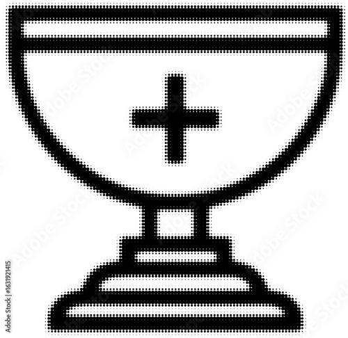 Holy grail icon with dotted black outline, religious symbol