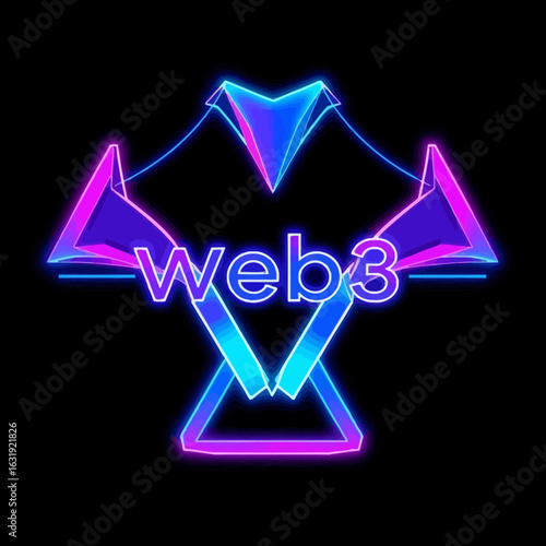Neon Web3 logo design with abstract, geometric shapes.