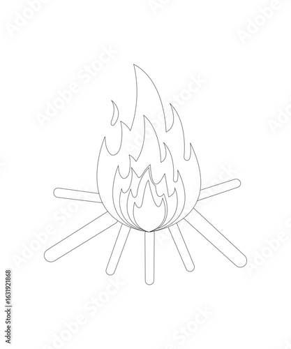 flame , fire coloring page, Art & Illustration