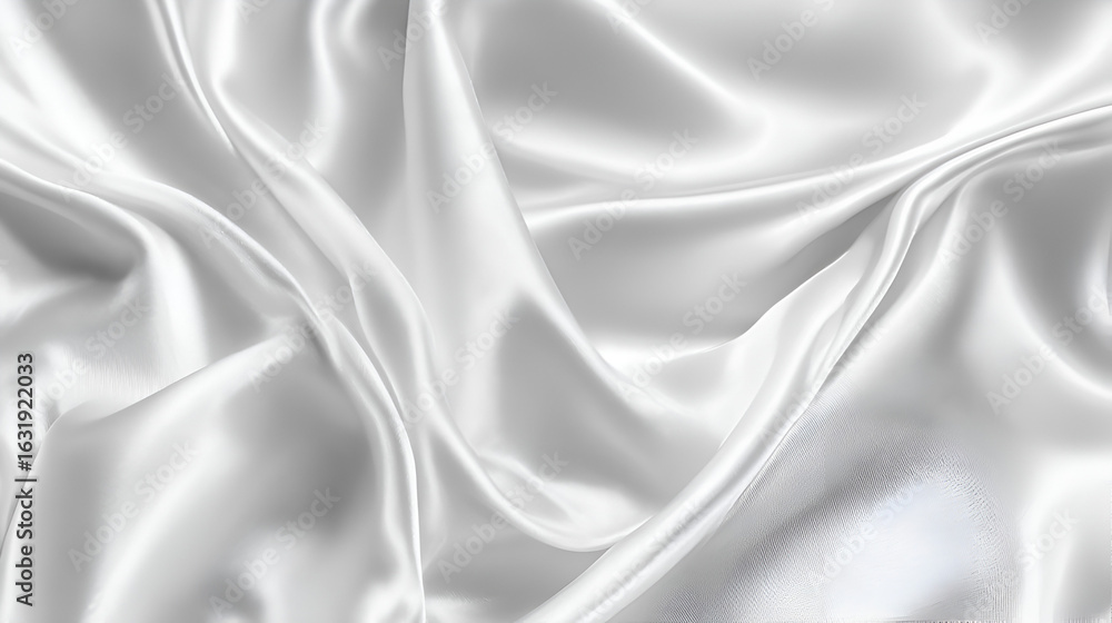 Obraz premium Shimmering white silk fabric draped in folds showcasing highlights and shadows