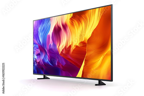 Modern flat screen television displaying vibrant abstract colors