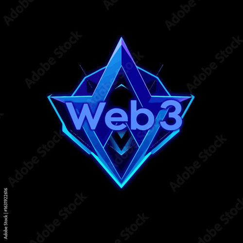 Bold, glowing Web3 logo set against a stark black background.