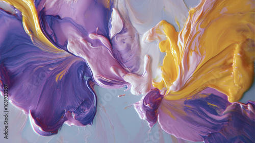 Fototapeta Naklejka Na Ścianę i Meble -  Beautiful abstraction of liquid paints in slow blending flow mixing. abstraction of liquid background. 3d illustration.