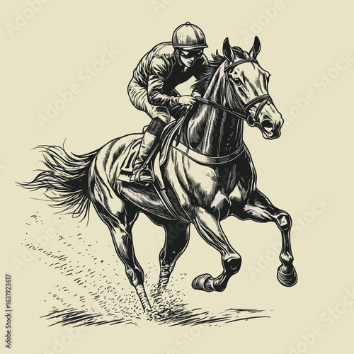 Jockey Racing on a Galloping Horse