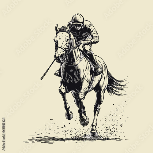 Jockey Racing on a Galloping Horse