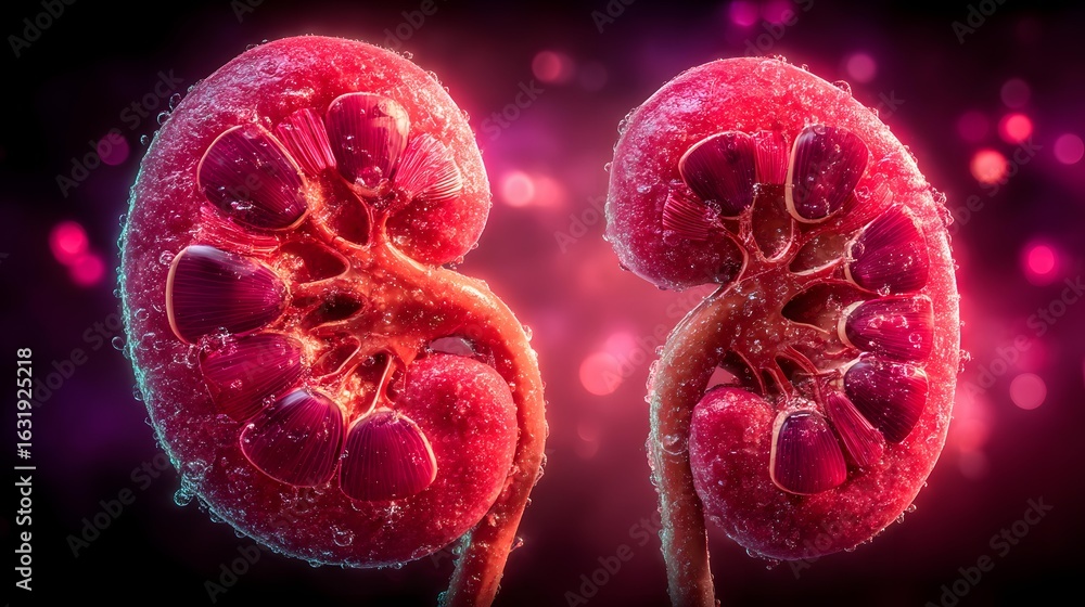 custom made wallpaper toronto digitalDetailed Close-up View of Human Kidneys with Vibrant Background Illustrating Anatomy and Functionality in a Scientific Context