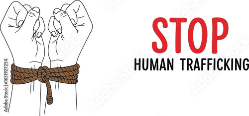 End human trafficking awareness campaign with bound hands art vector