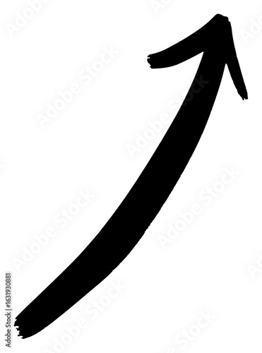Black handwritten arrow pointing up and right on a white background