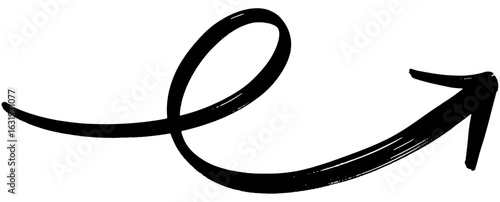 Hand-drawn black arrow with a brush stroke effect pointing to the right.
