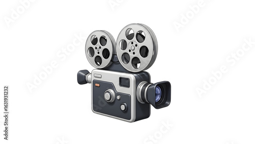 Classic Film Camera Vector Retro Movie Camera with Reels Movie Camera Reel Vector