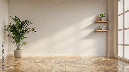 Wallpaper Mural Serene interior showcasing a minimalistic design with a vibrant plant and natural light Torontodigital.ca