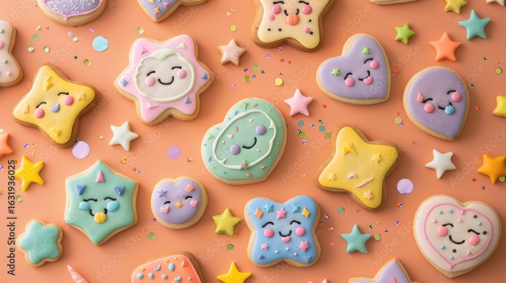 custom made wallpaper toronto digitalDelightful assortment of kawaii style cookies with cheerful expressions and sprinkle decoration